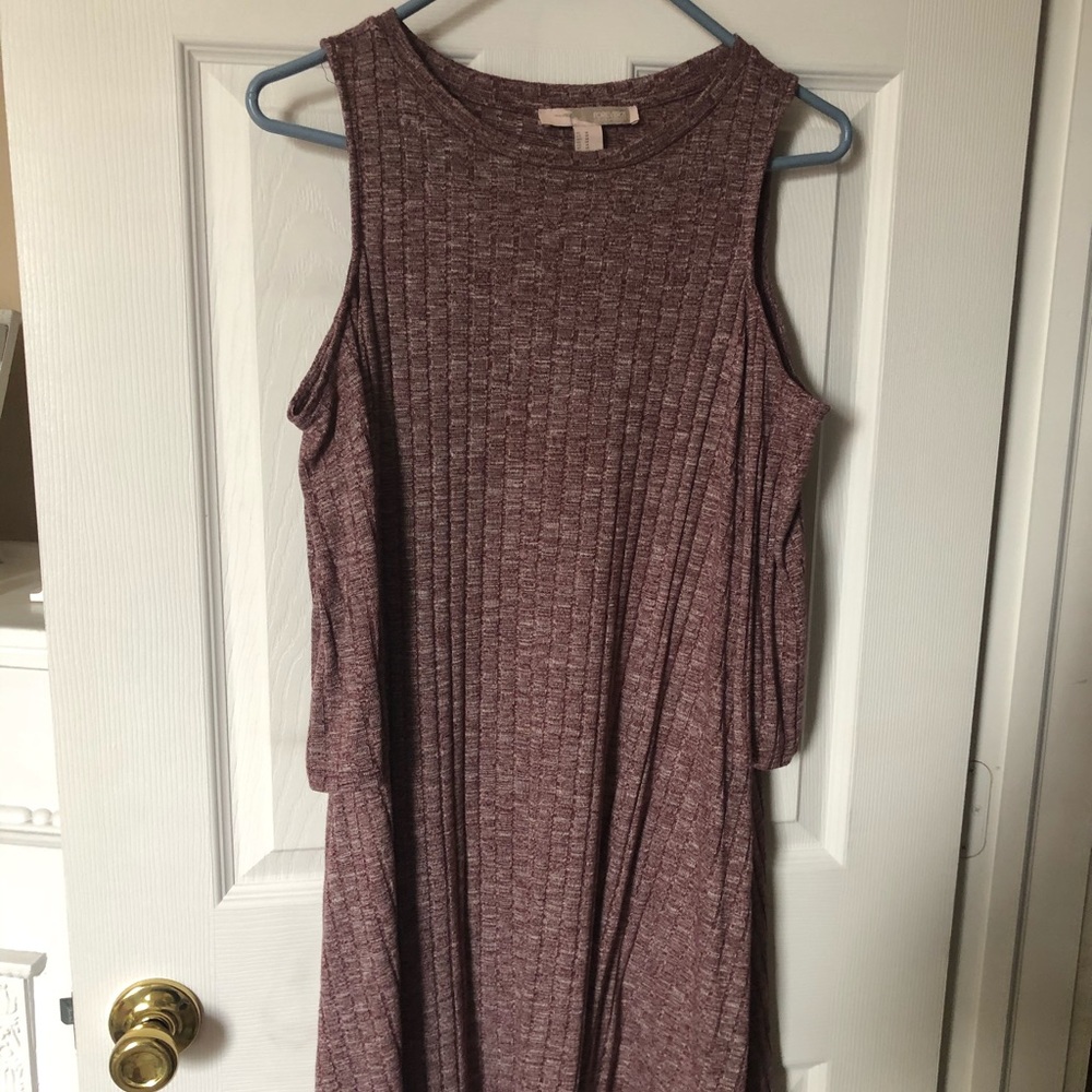 Sweater dress with cold shoulders